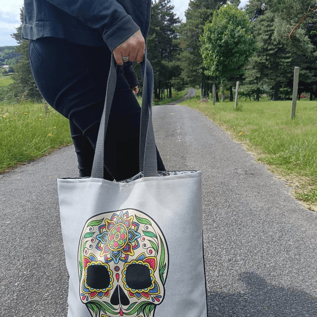 SAC simili cuir "Día de los muertos" avec fermeture 